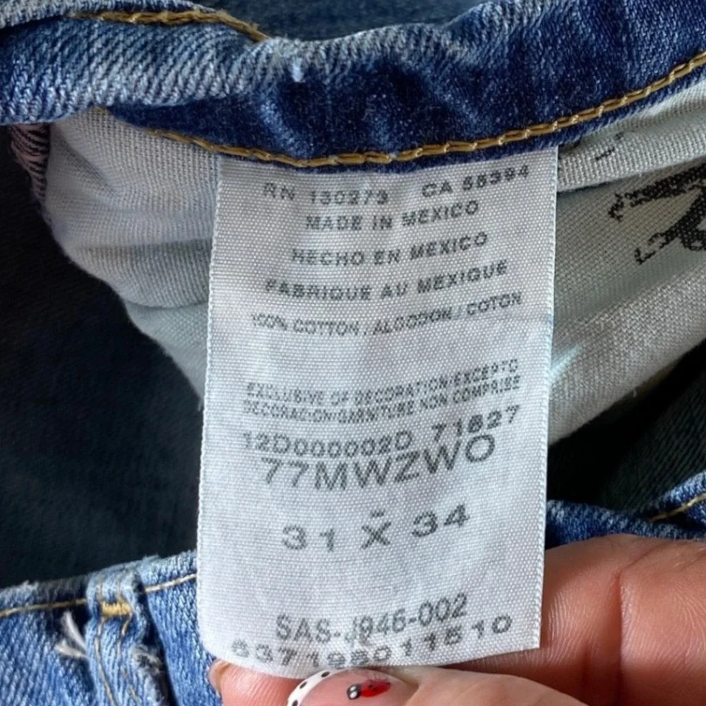 Wrangler‎ Slim Boot Jeans Mens 31x34 Blue Good Distressed Bootcut Western
